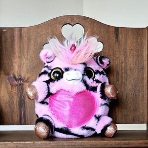 Zuru Rainbowcorn Unicorn Plush Pink Heart Striped Stuff Toy Glitter Eyes 10"